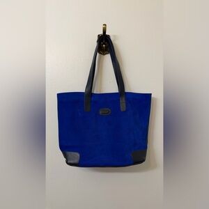 Royal Blue Suede Leather Tote Bag